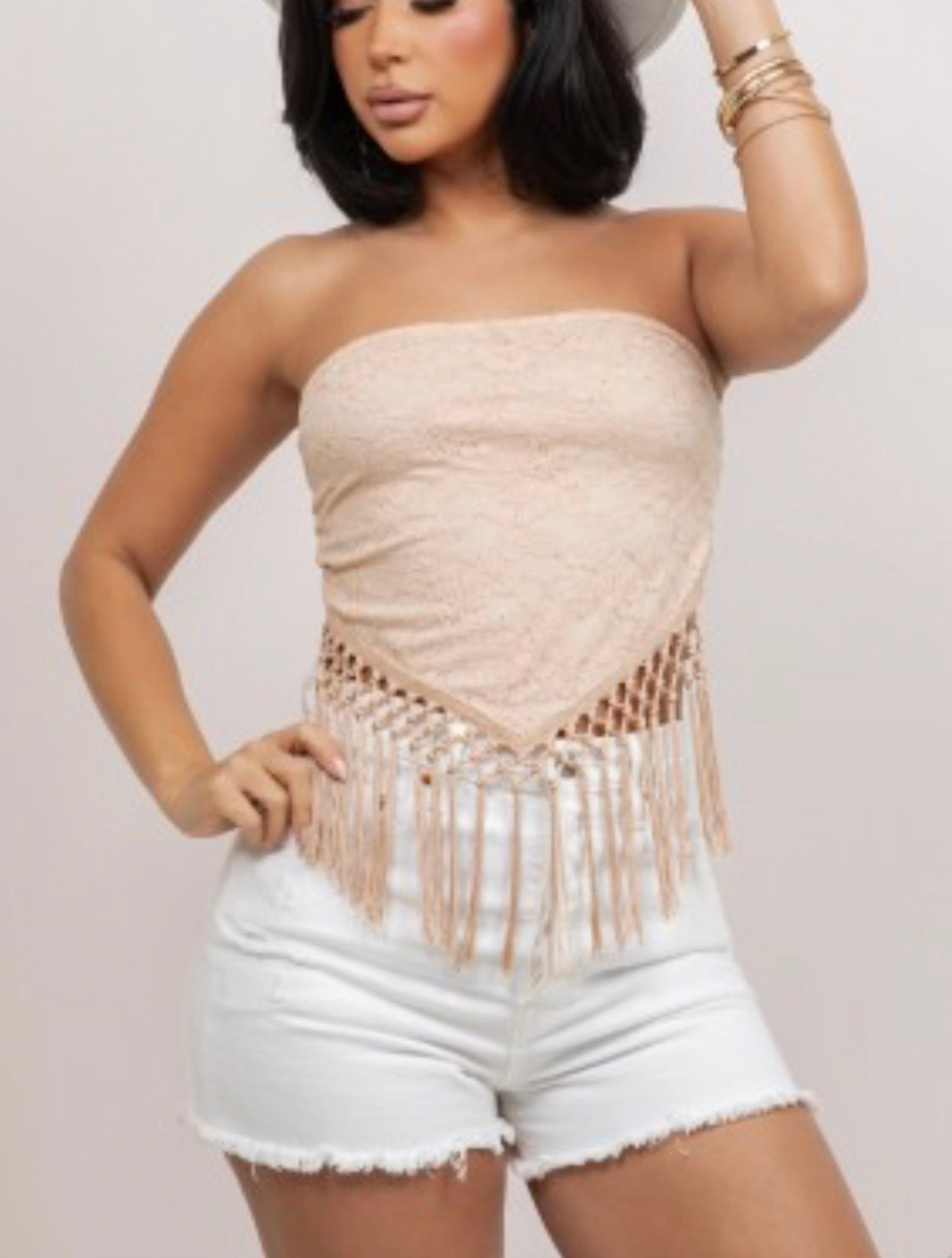 Lace Fringe Bandana Top