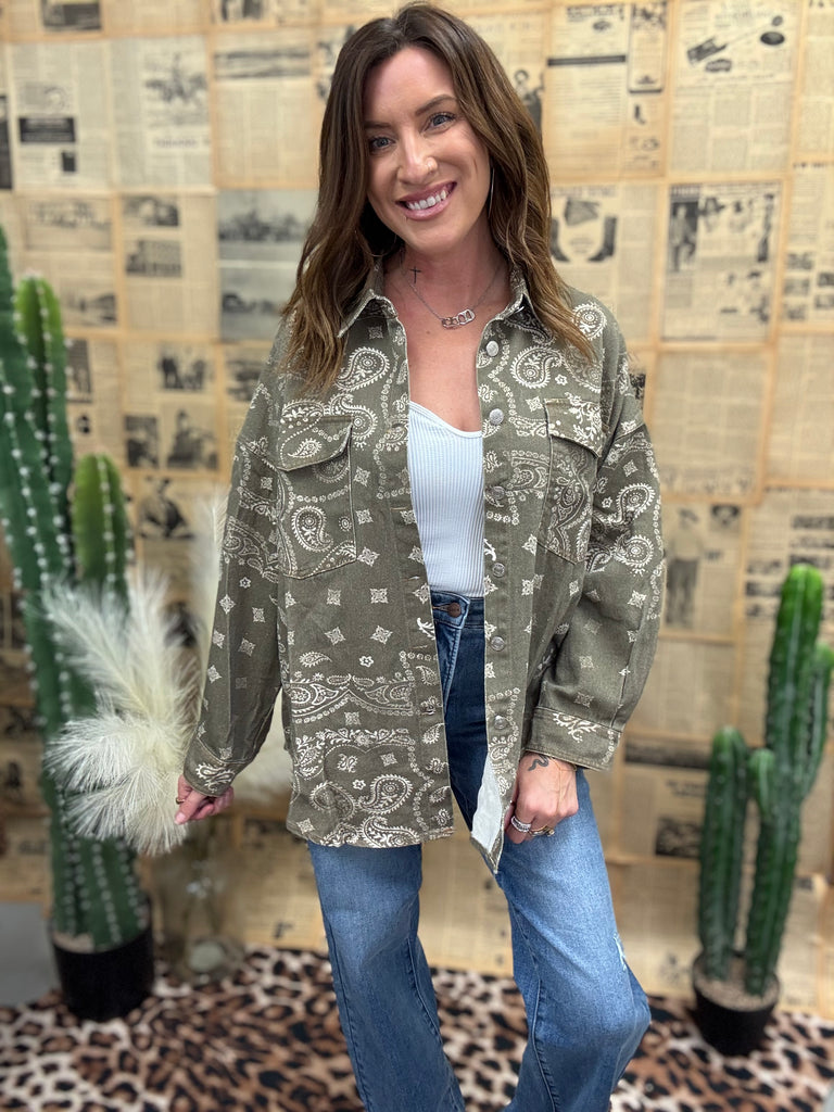 Vintage Army Paisley Shacket