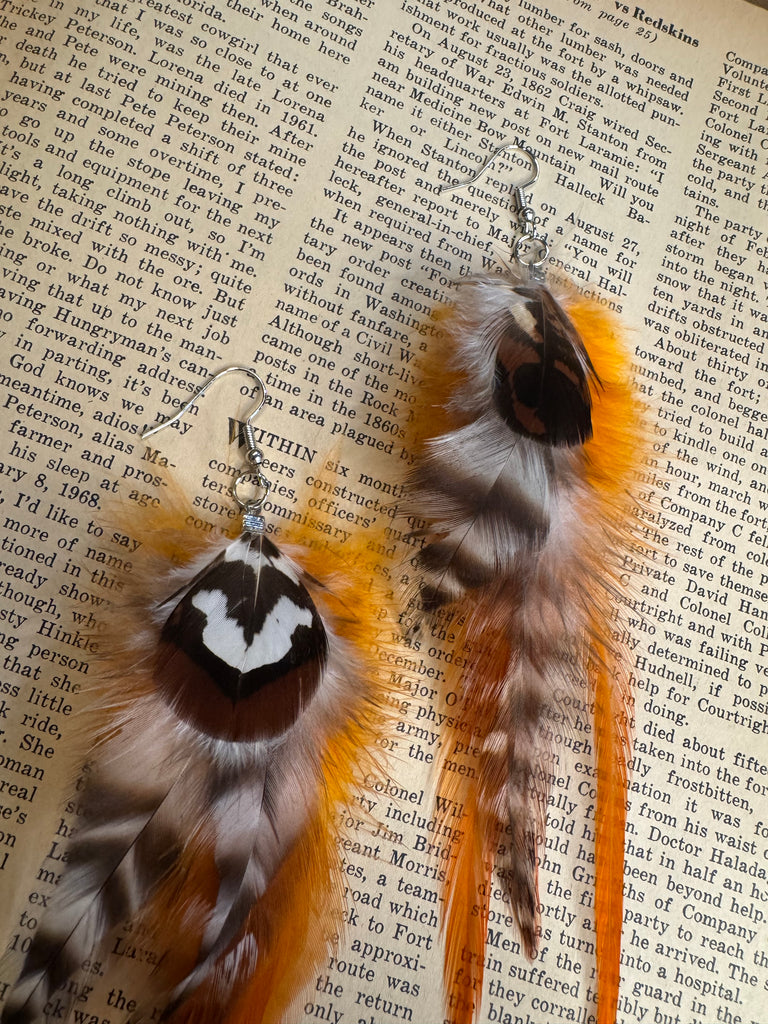 Orange Feather Earrings