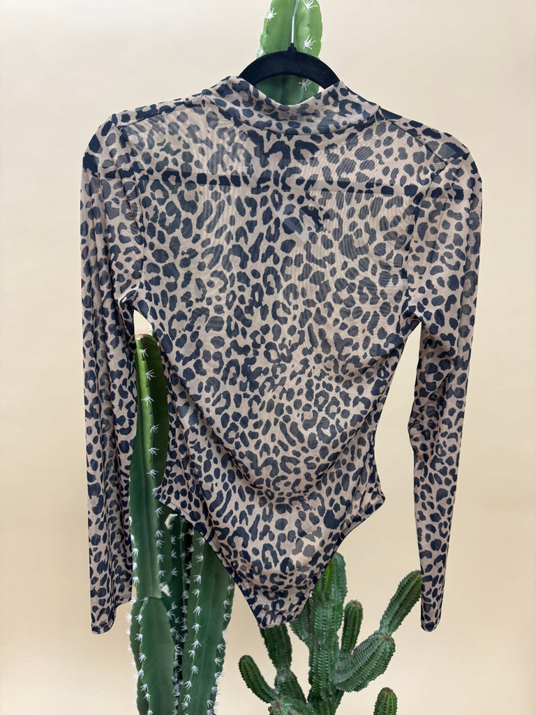 Leopard Print Mesh Bodysuit