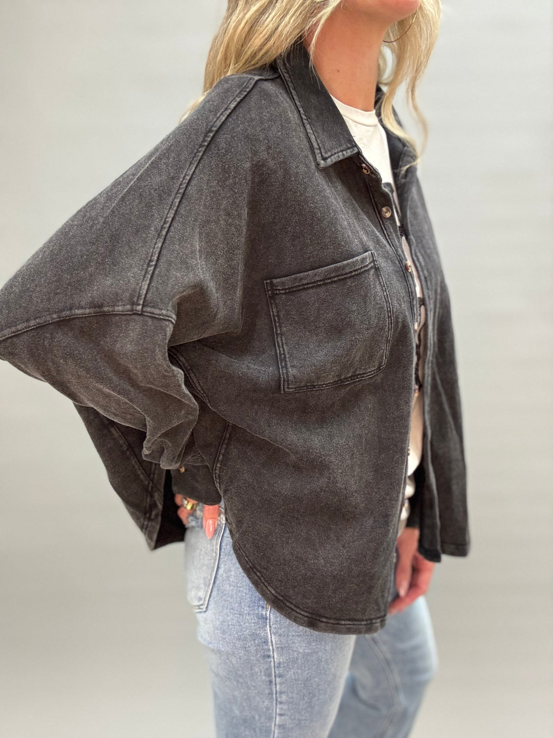 Slate Mineral Washed Shacket