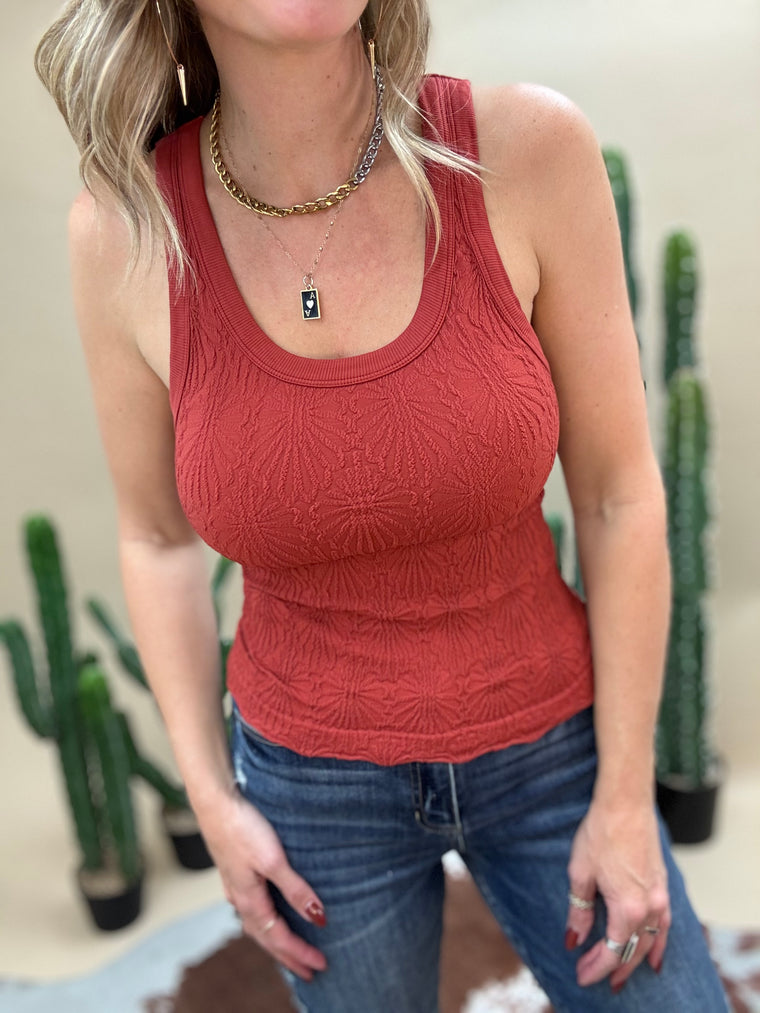 Full Length Lace Embossed Tank