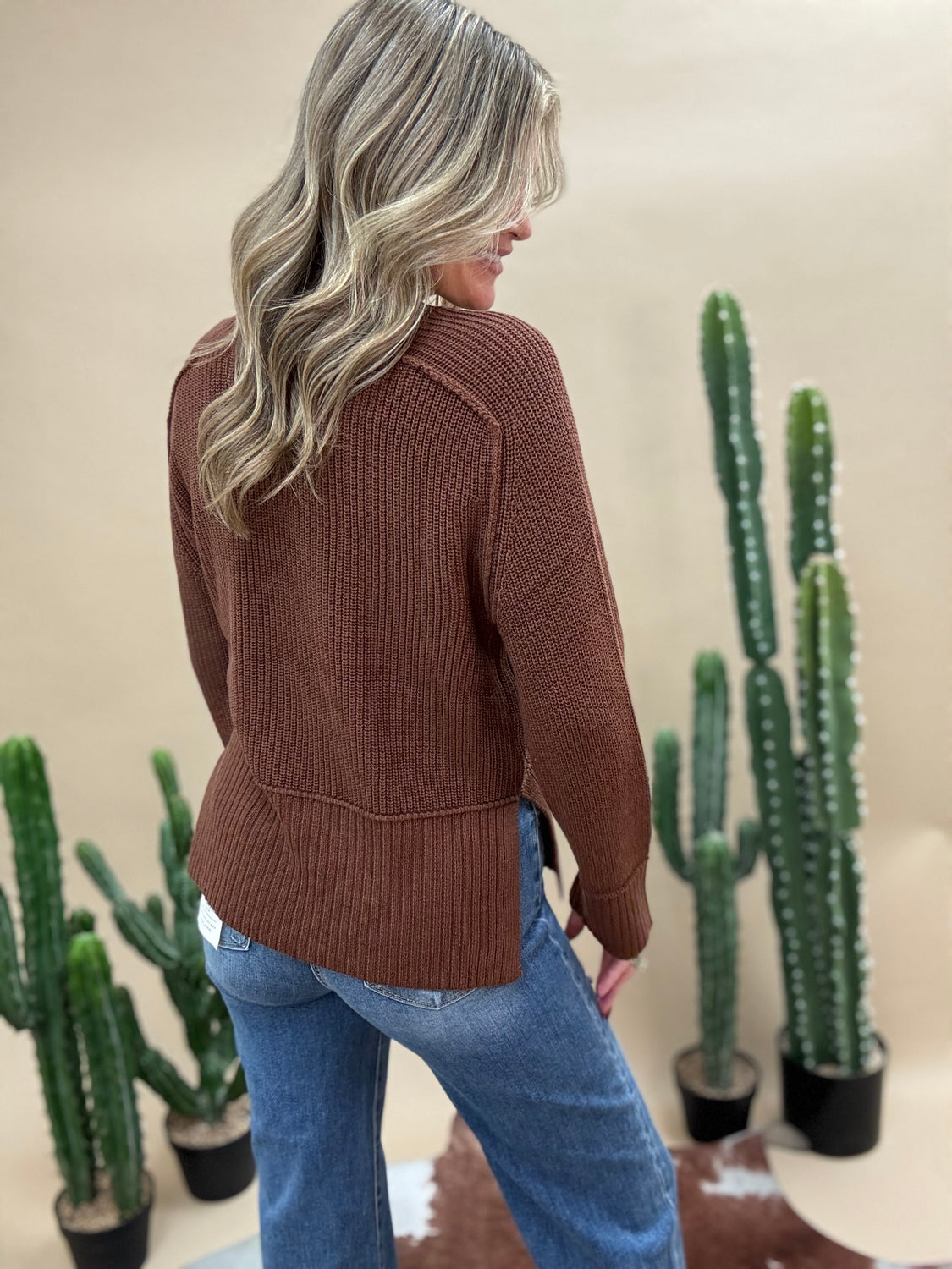 Coffee Bean Drop Sleeve Sweater