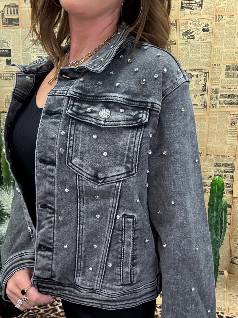Embellished Grey Denim Jacket