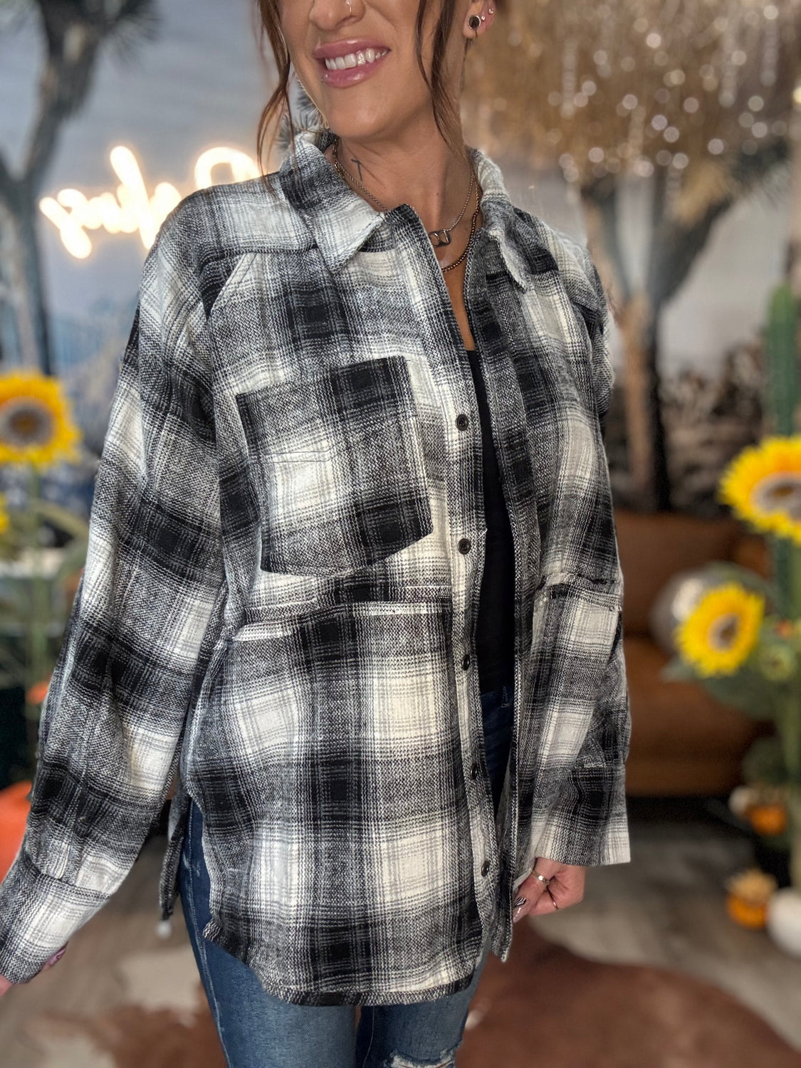 Grayskies Plaid Flannel Shacket