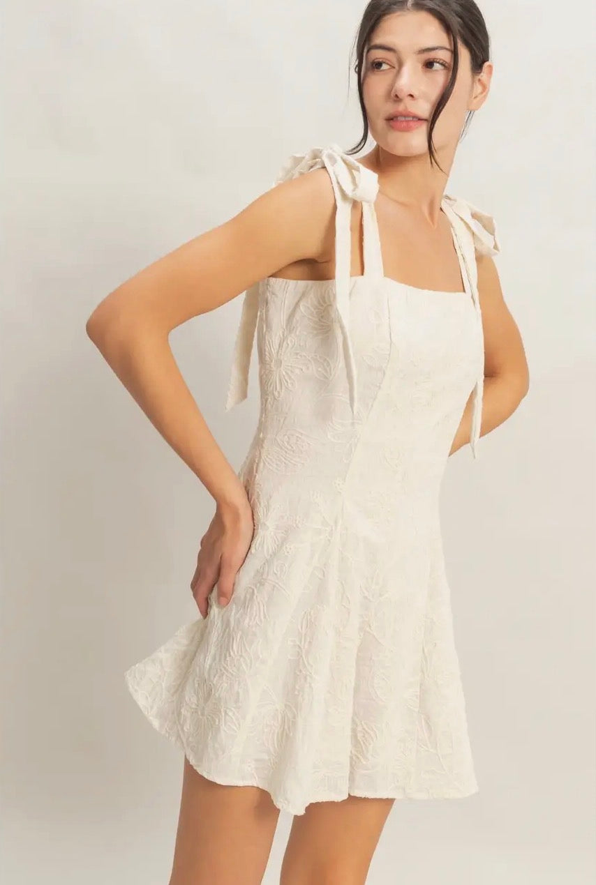 Florence Embroidered Cream Romper