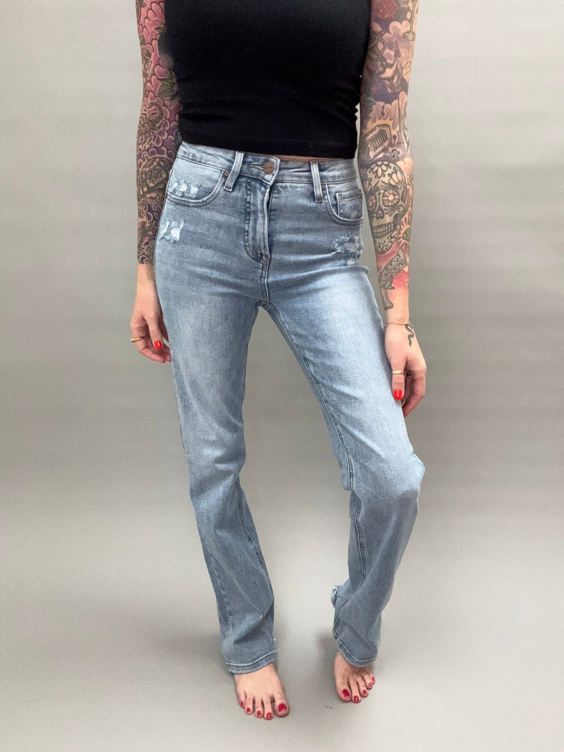 Honey Creek Straight Leg Risen Jeans