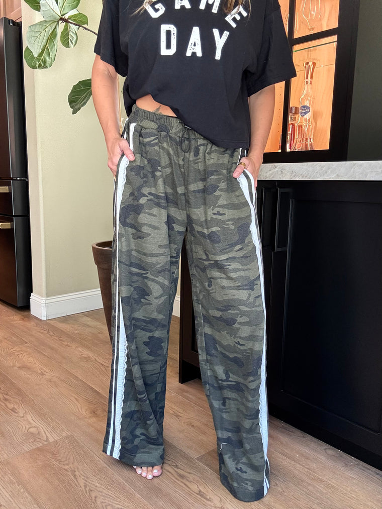 Camo+Lace Track Pants