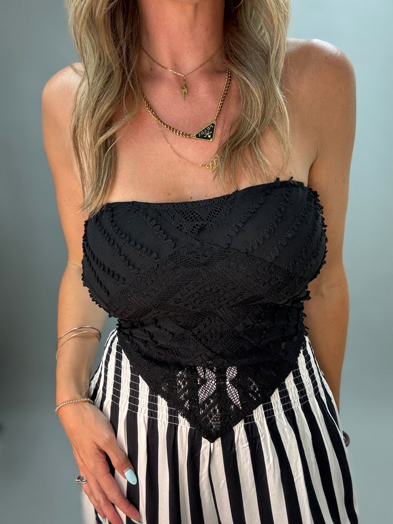 Lace Bandana Tube Top Black