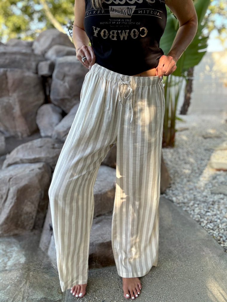 Linen & Oat Striped Pants