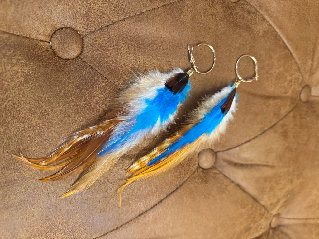 Electric Blue Feather Earrings