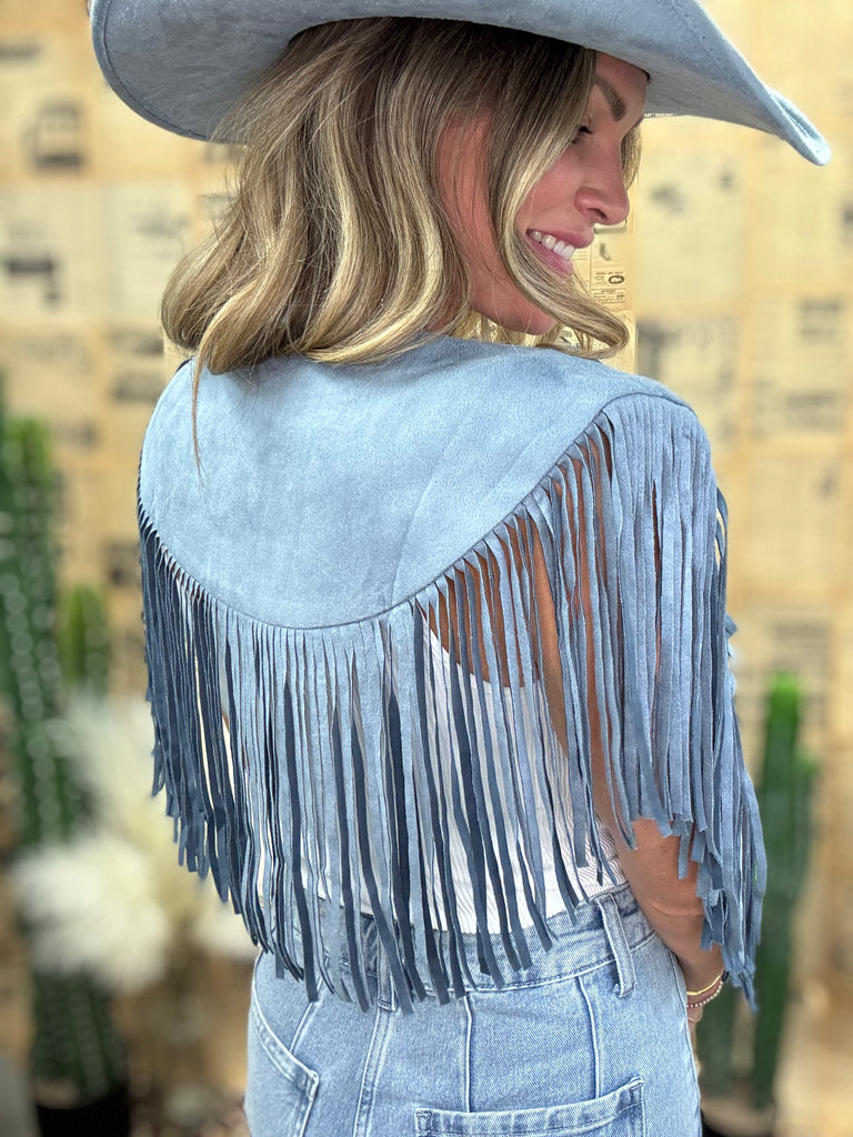 Monaco Blue Fringe Shawl