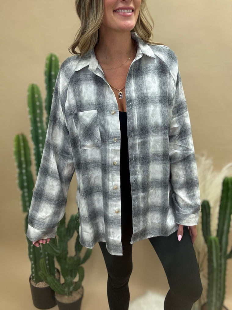 Laura Oat Plaid Washed Flannel Shirt