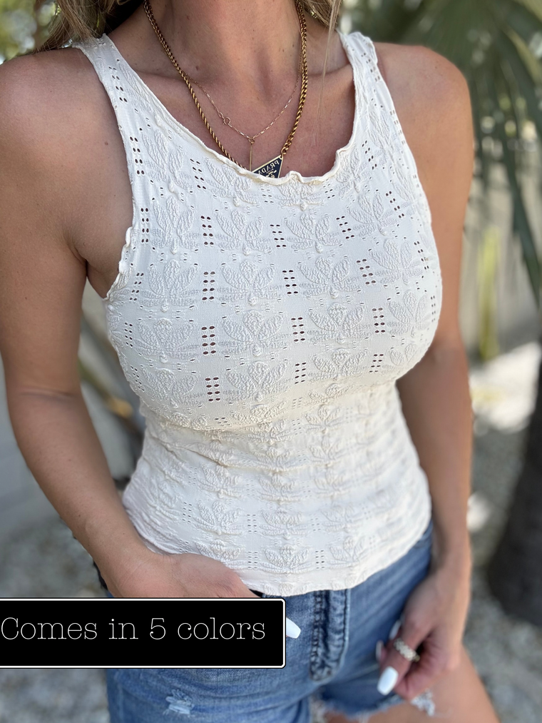 Ruffle Edge Lace Tank Top