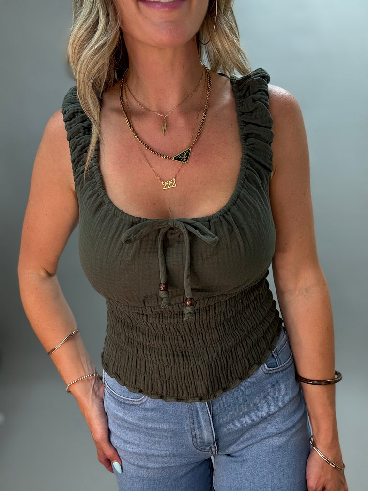 Mossy Ruched Tank Top