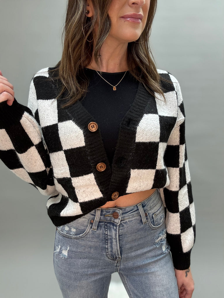 Checker Crop Sweater