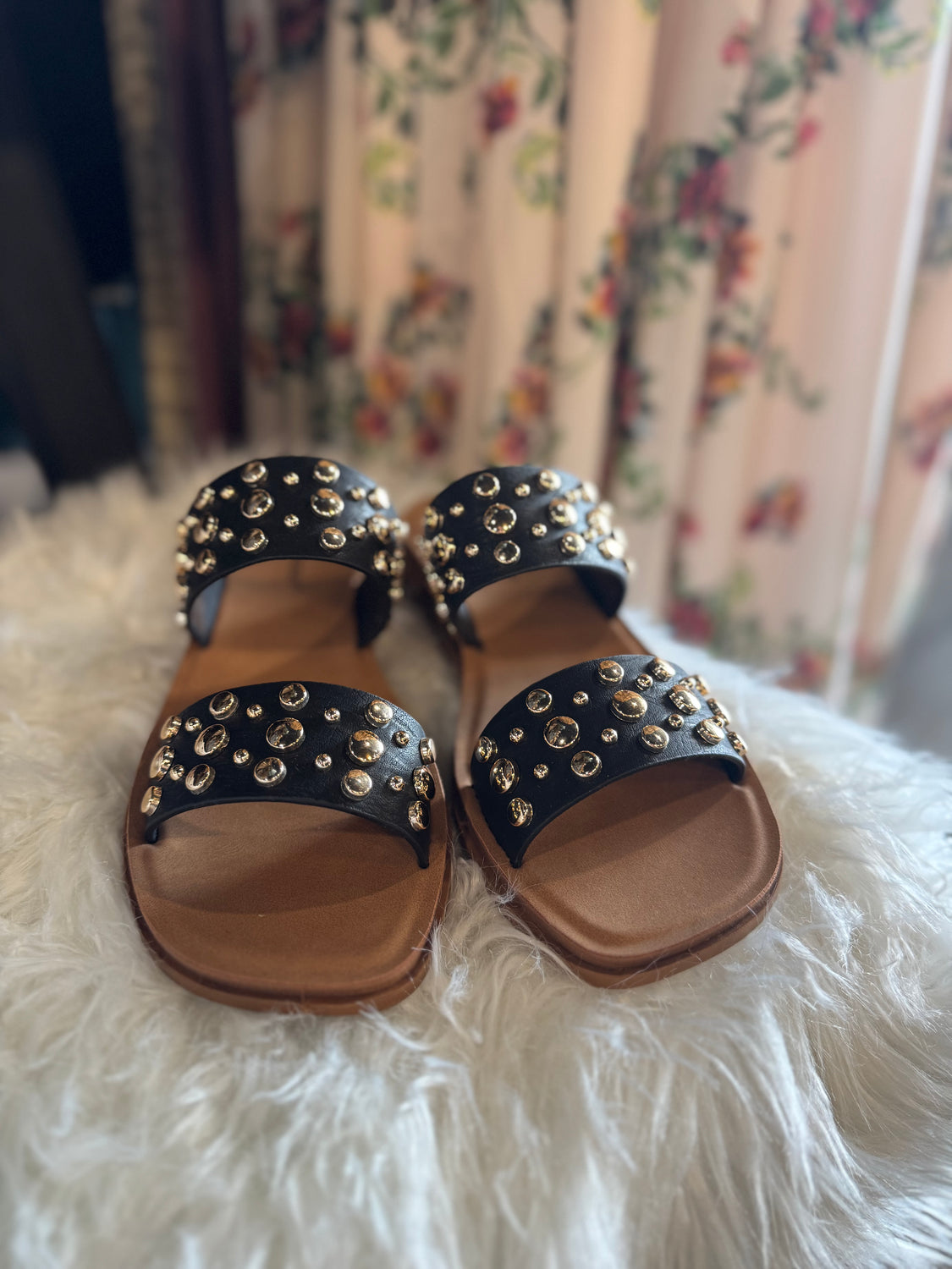 Gold Studded Double Strap Sandel