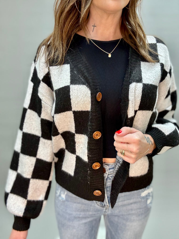 Checker Crop Sweater