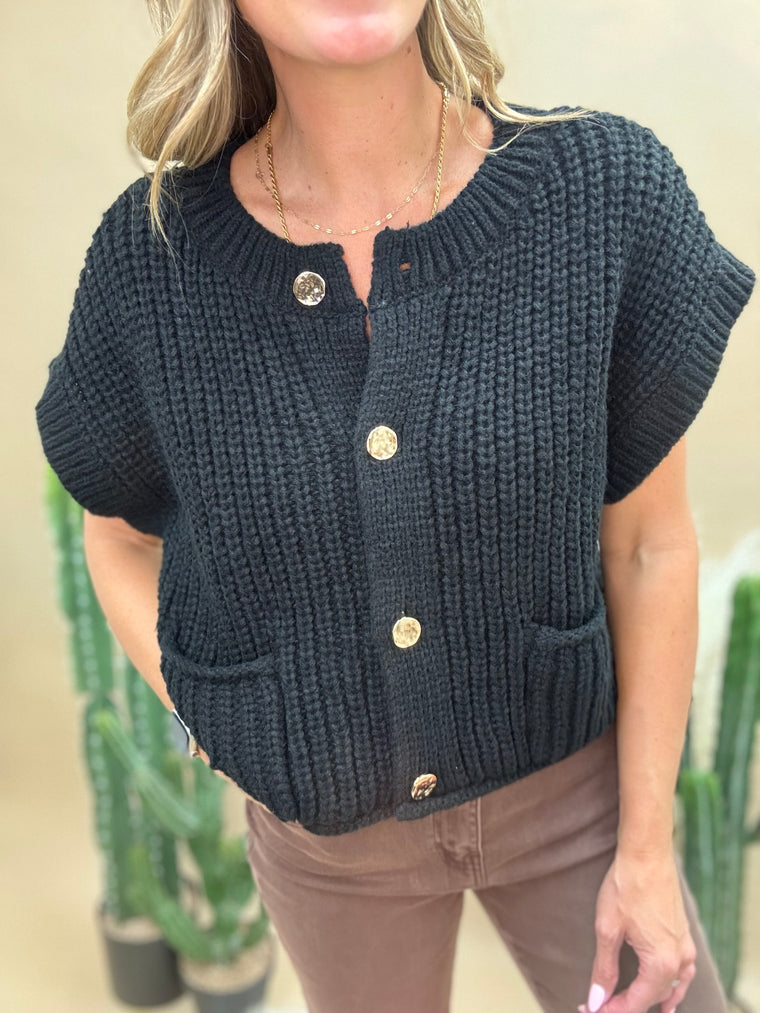 Gold Button Sweater Top