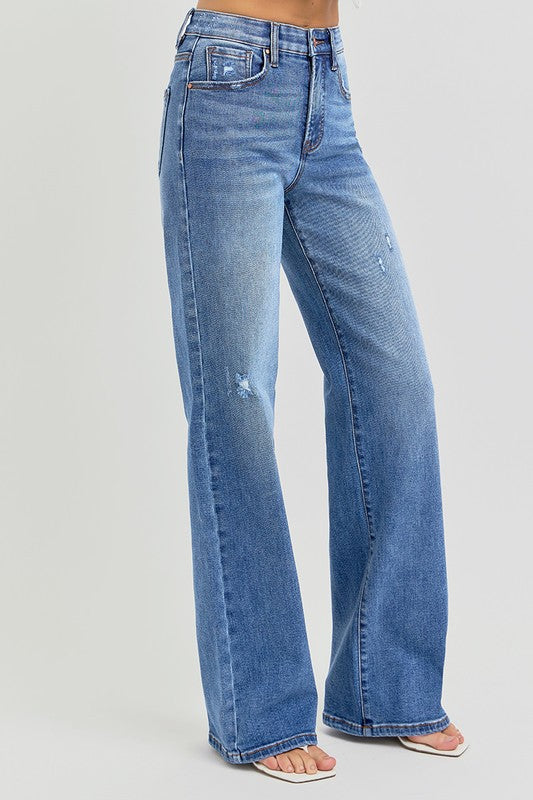 Austin Medium Wash Wide Leg Risen Jeans