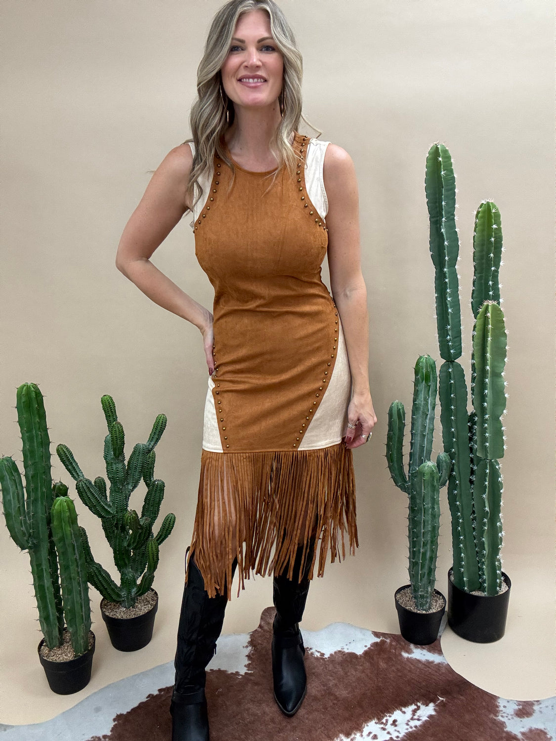 Palomino  Suede Studded Fringe Dress