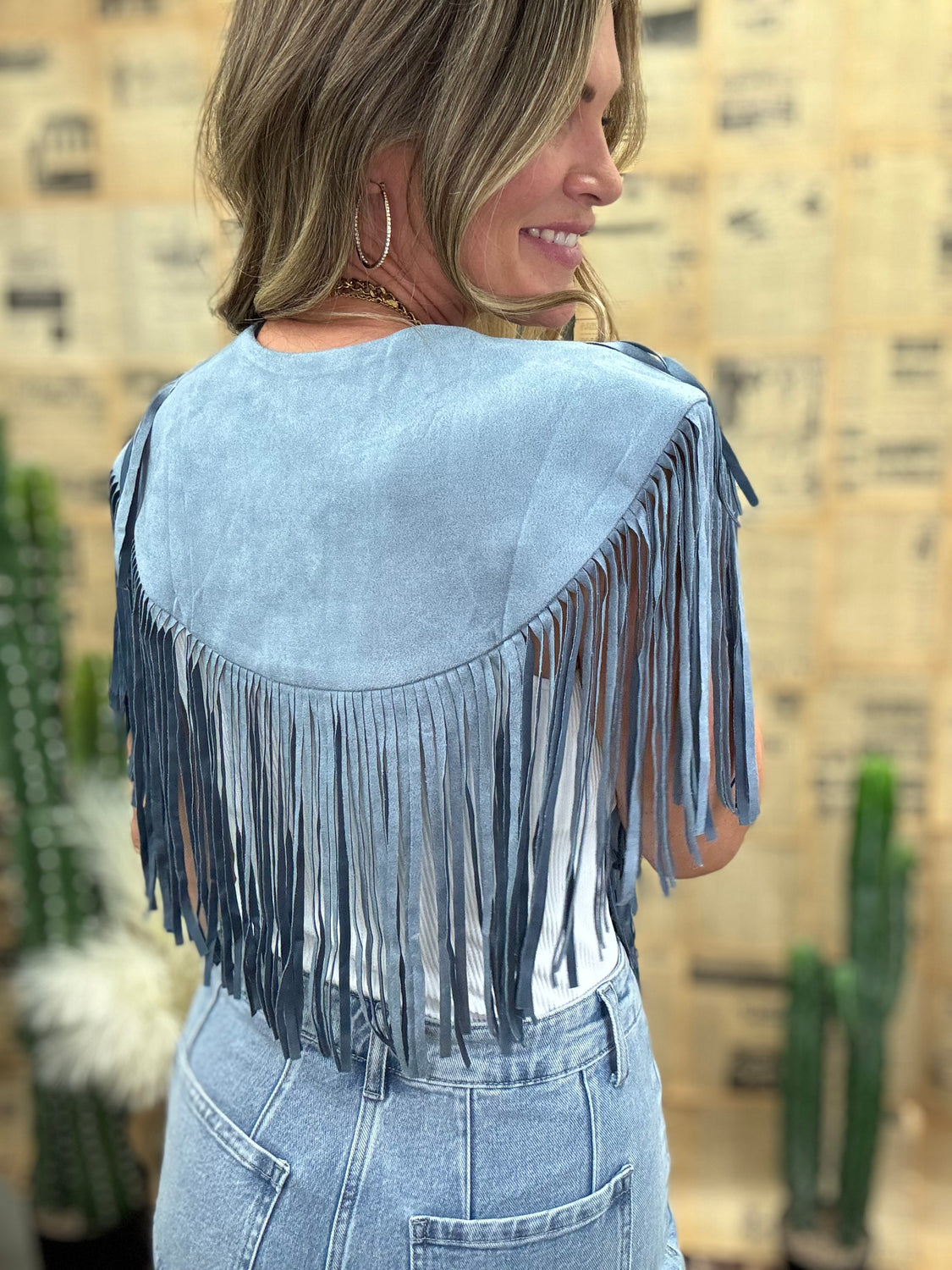 Monaco Blue Fringe Shawl