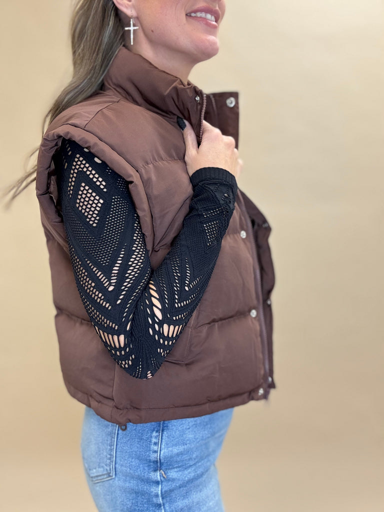Quilted Chocolate Puffer Vest