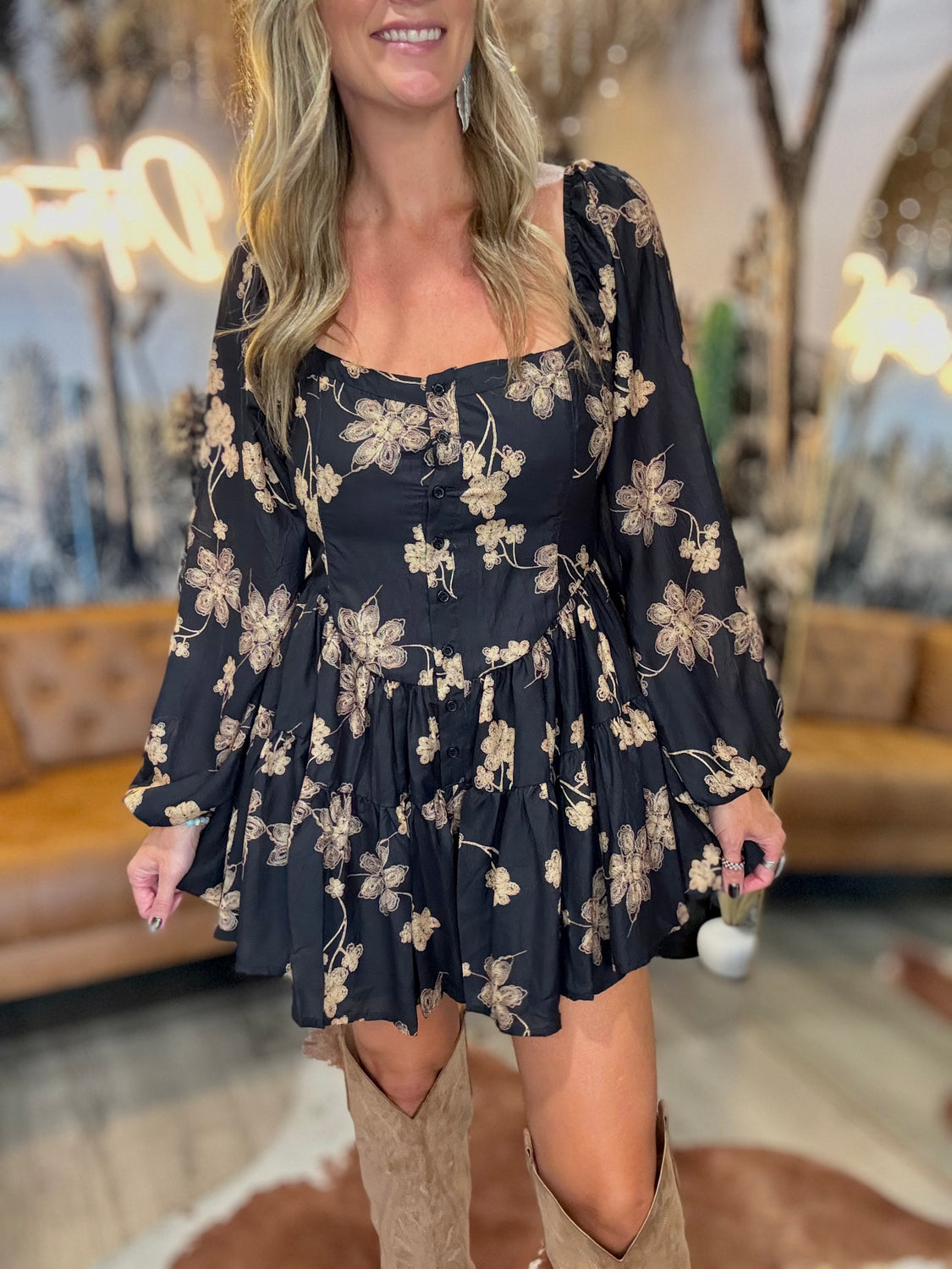 Solstice Bubble-Sleeve Ruffle Romper