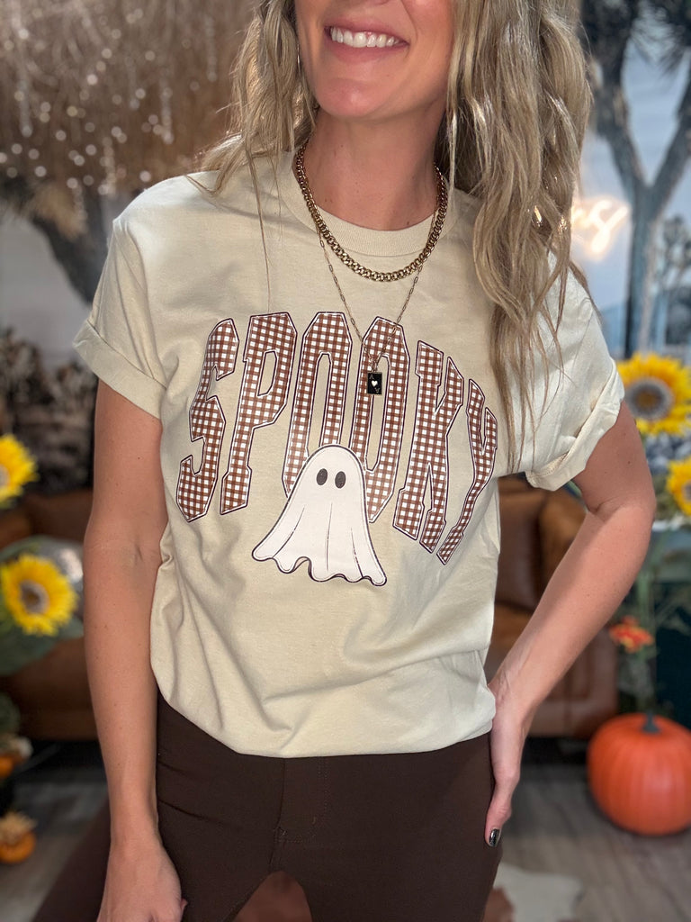 Gingham Spooky Ghost Graphic Tee