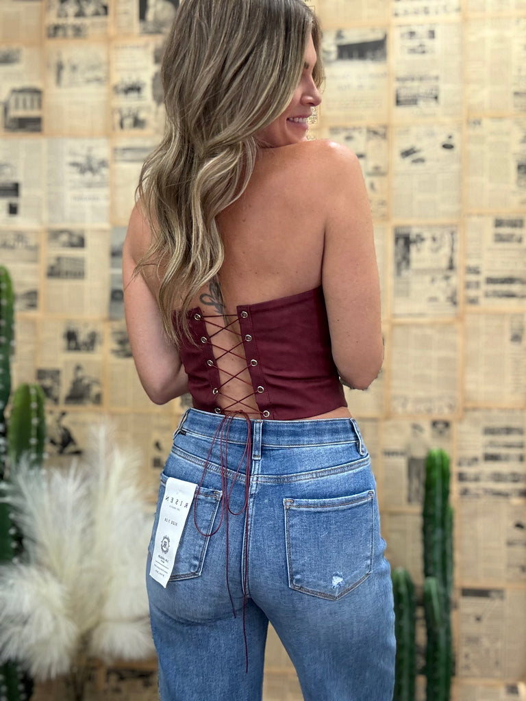 Tamale Red Embroidered Corset Top