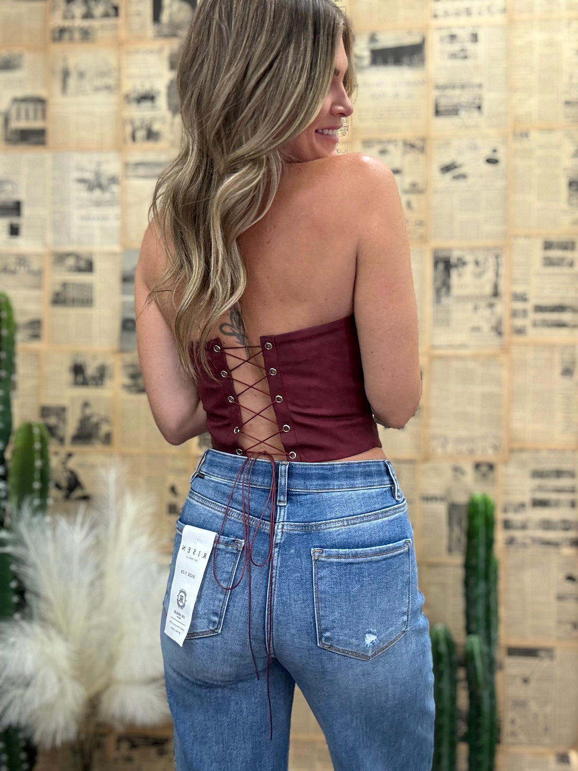 Tamale Red Embroidered Corset Top