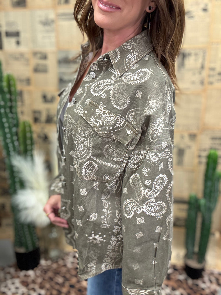 Vintage Army Paisley Shacket
