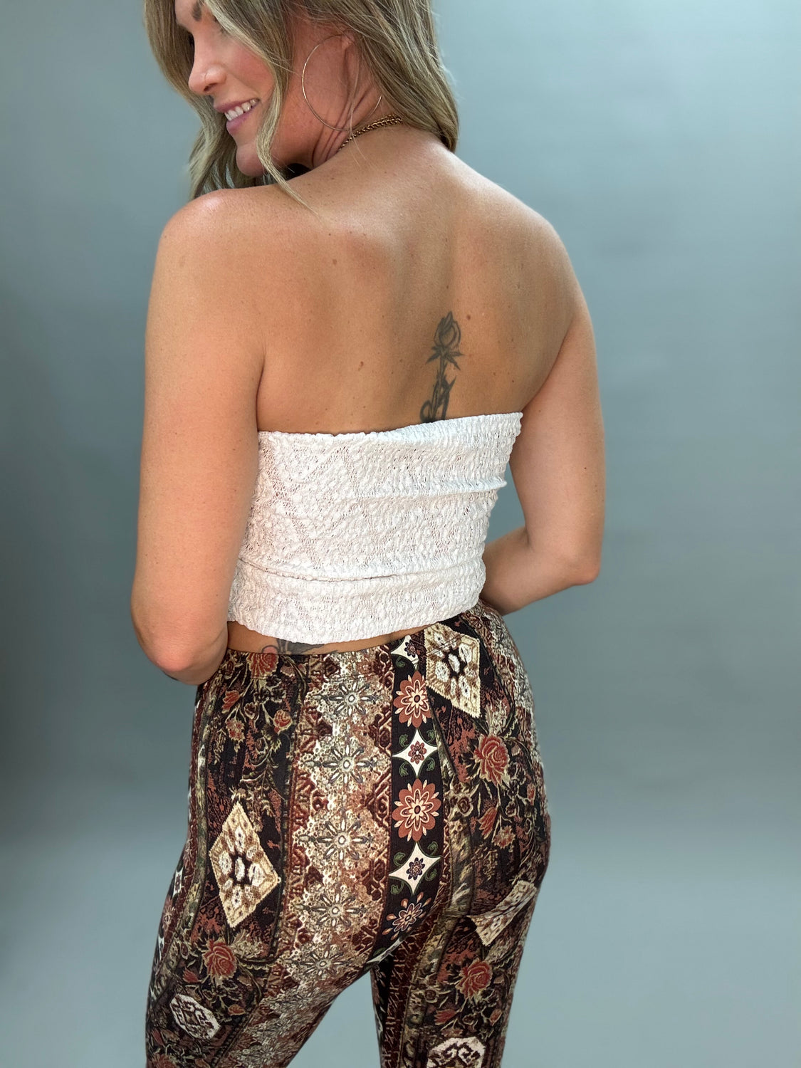 Lace Bandana Tube Top Ivory