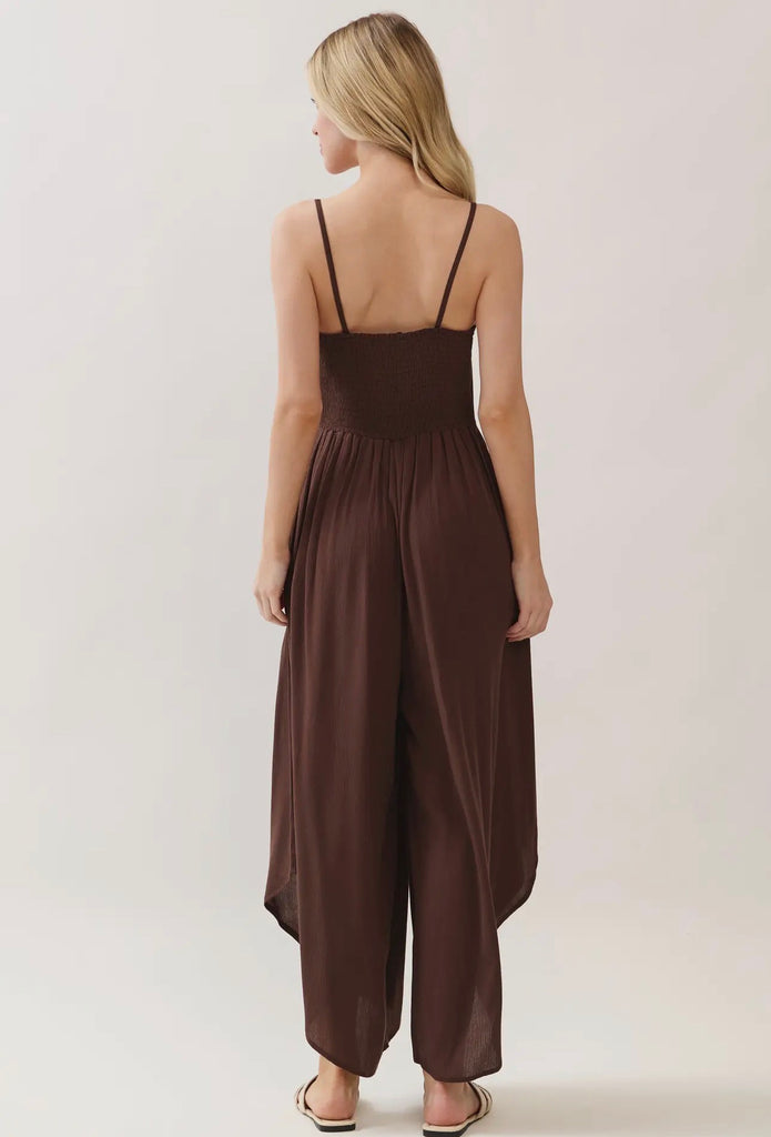 Espresso Tie Front  Jumpsuit