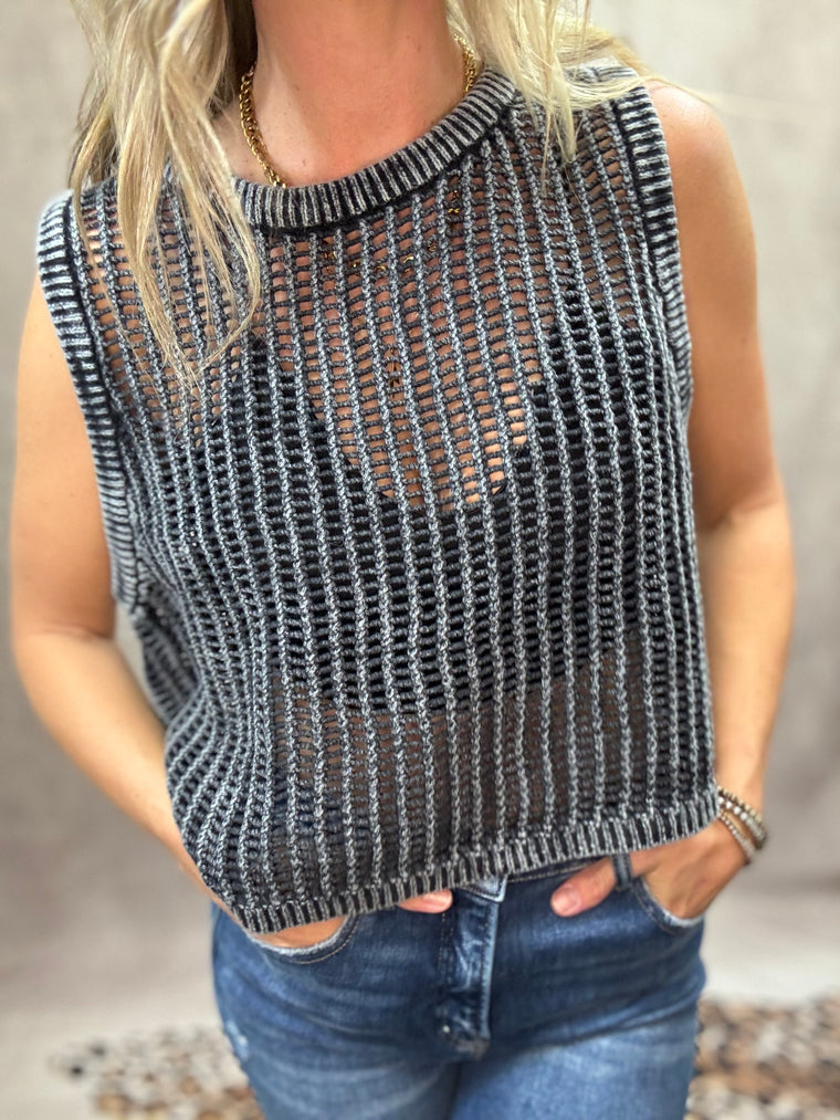 Charcoal Knit Top