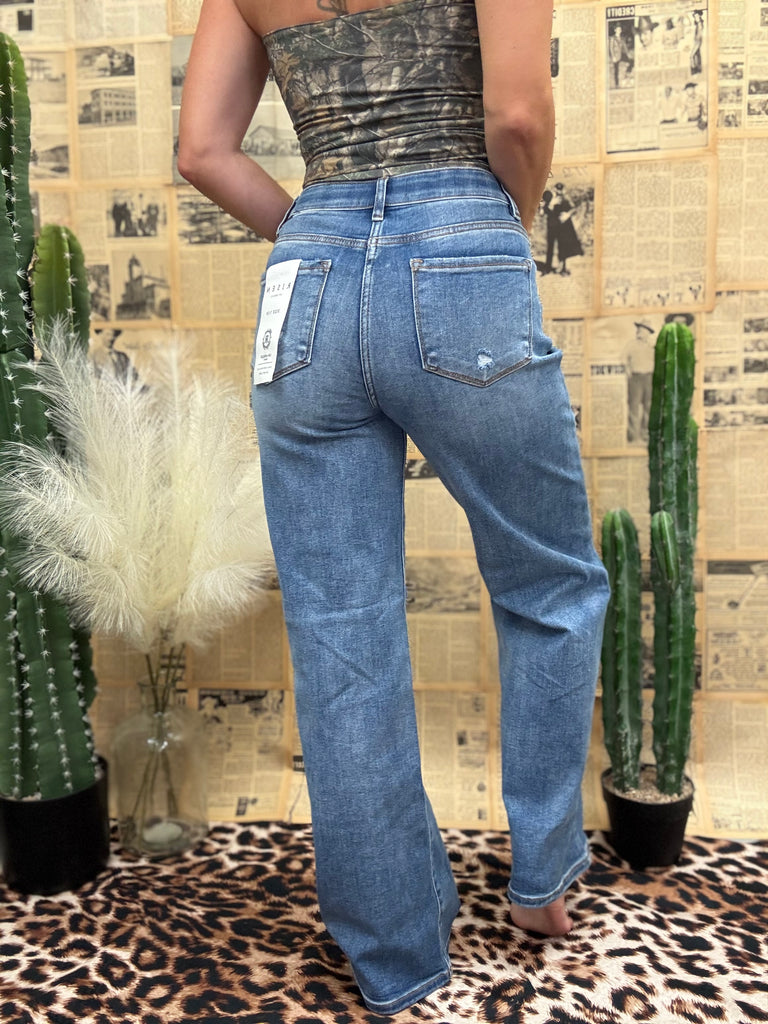 Austin Medium Wash Wide Leg Risen Jeans