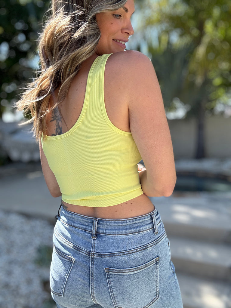 Lemonade Button Down Crop Tank