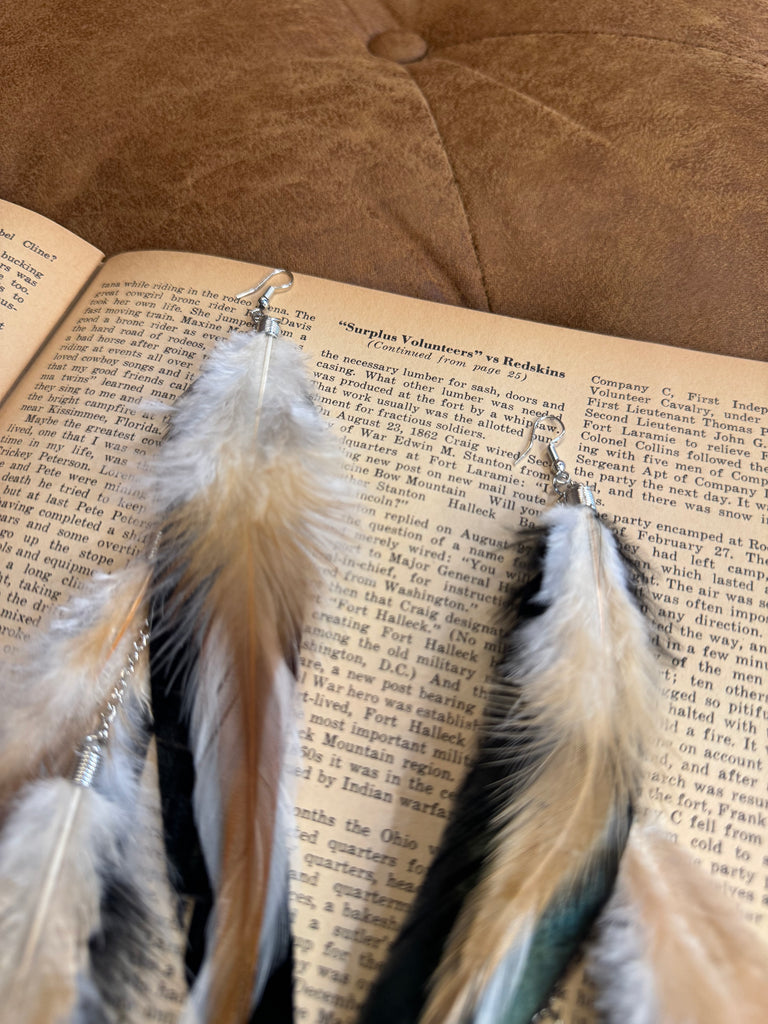 Moonshine Feather Long Earrings