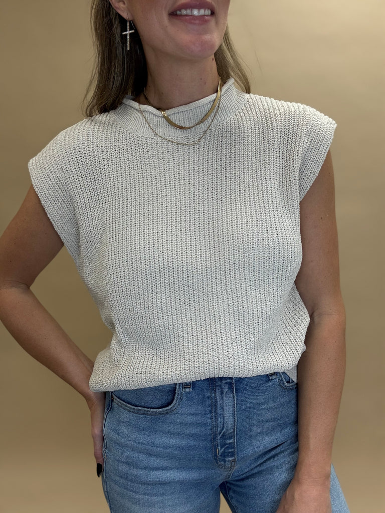 Ecru Mock Neck Sweater Top