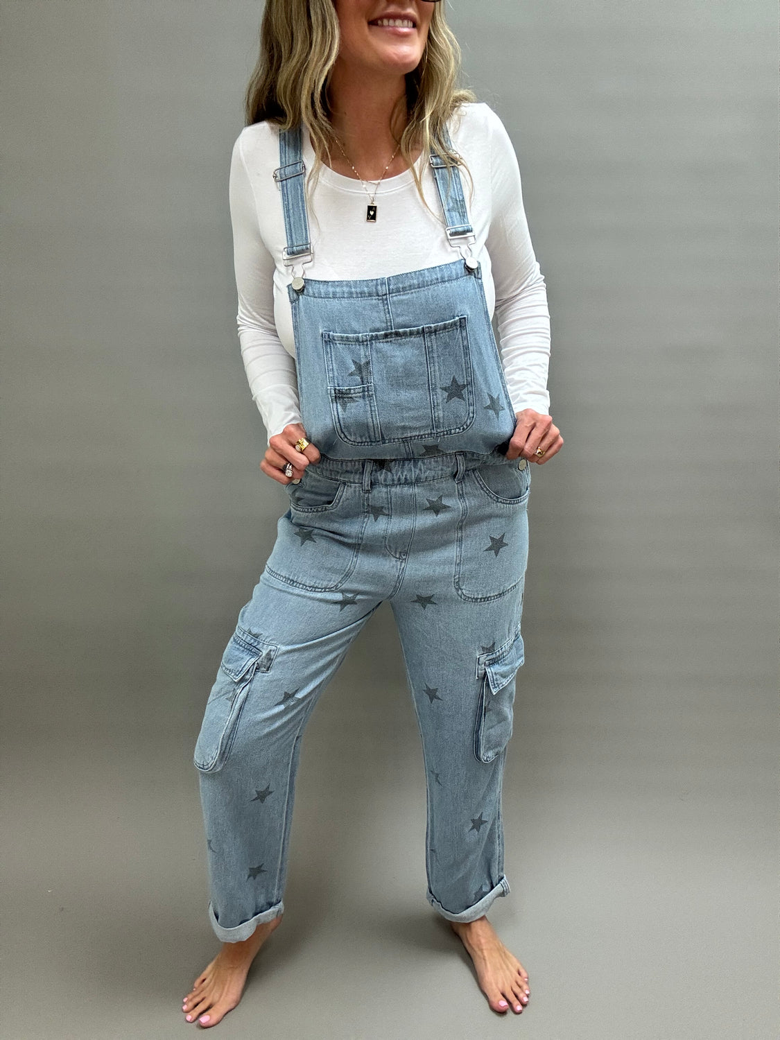 Star Print Cargo Overalls