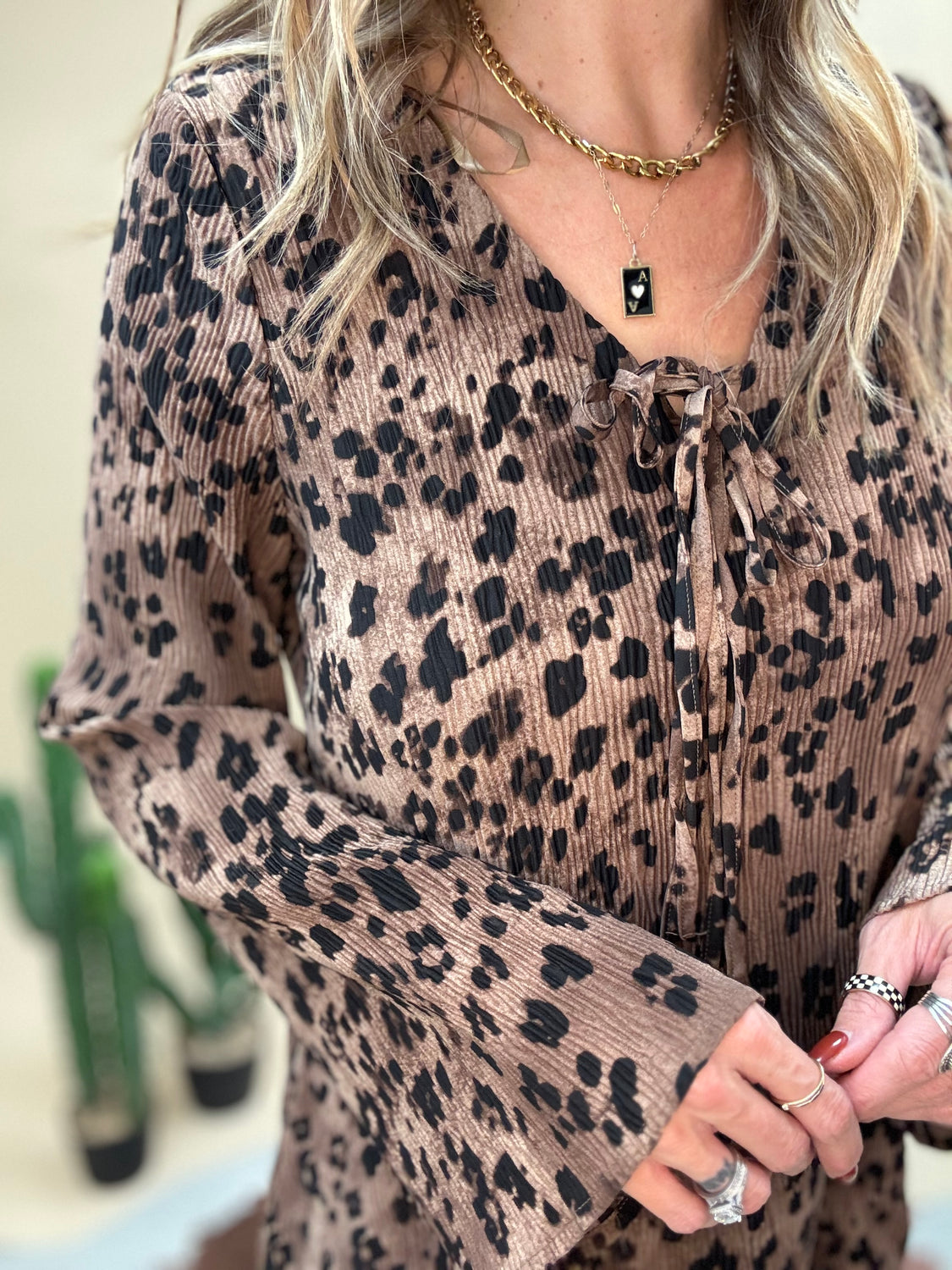 Leopard Pleated Mini Dress