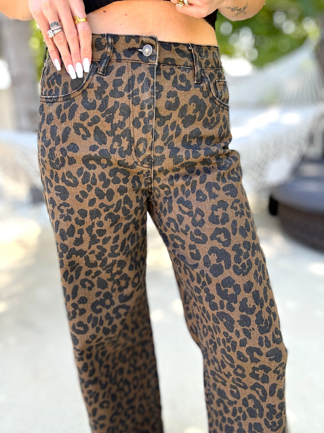 Maggie Dark Leopard Wide Leg Jeans