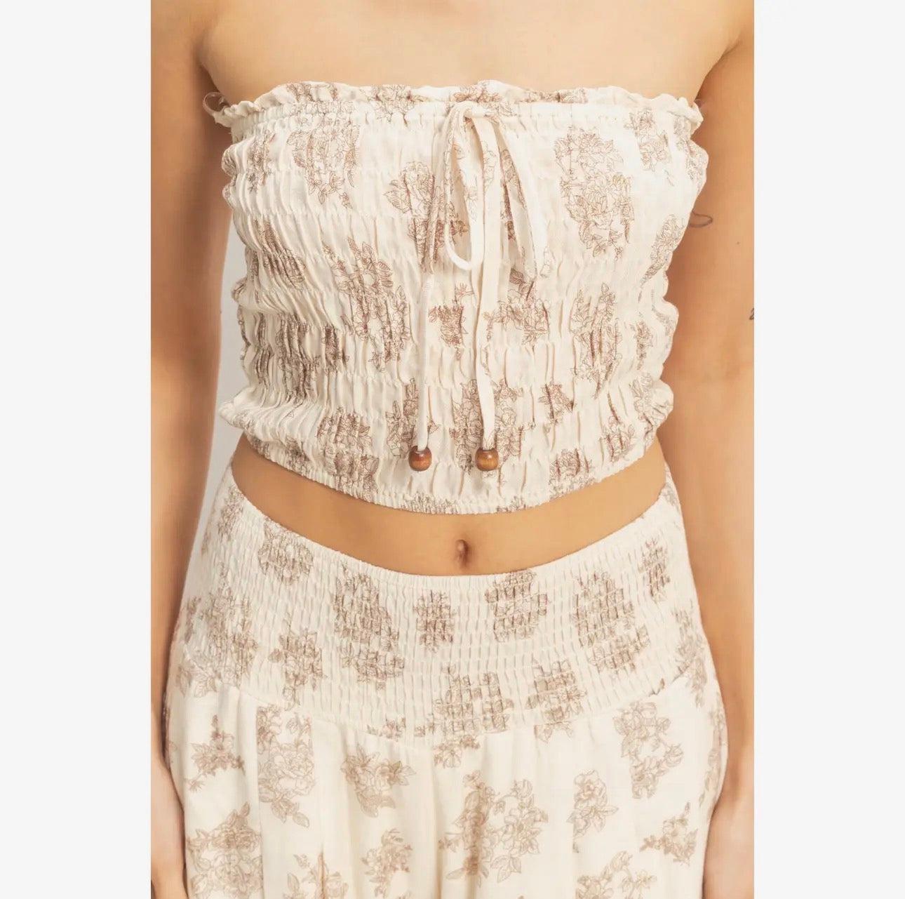 Matilda Biege Floral Pant Set