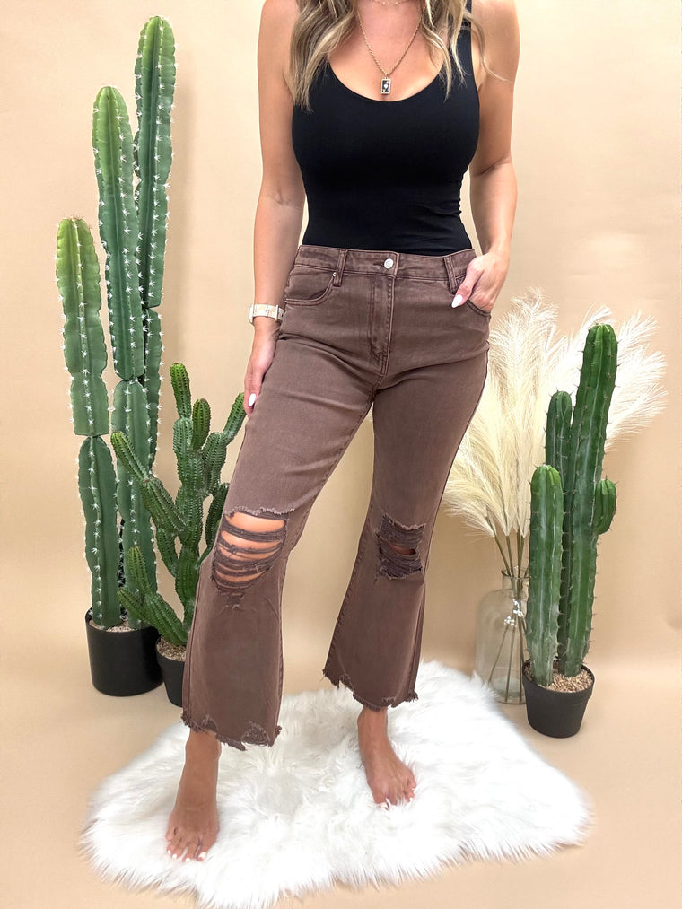 Canyon Straight Distressed Crop Jeans