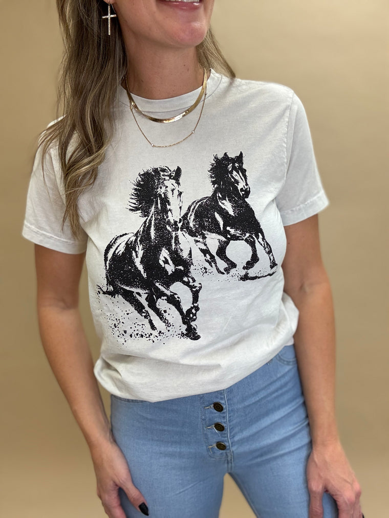 Running Horses Graphic Top