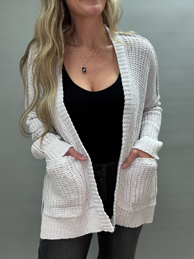 Snow Washed Chenille Cardigan