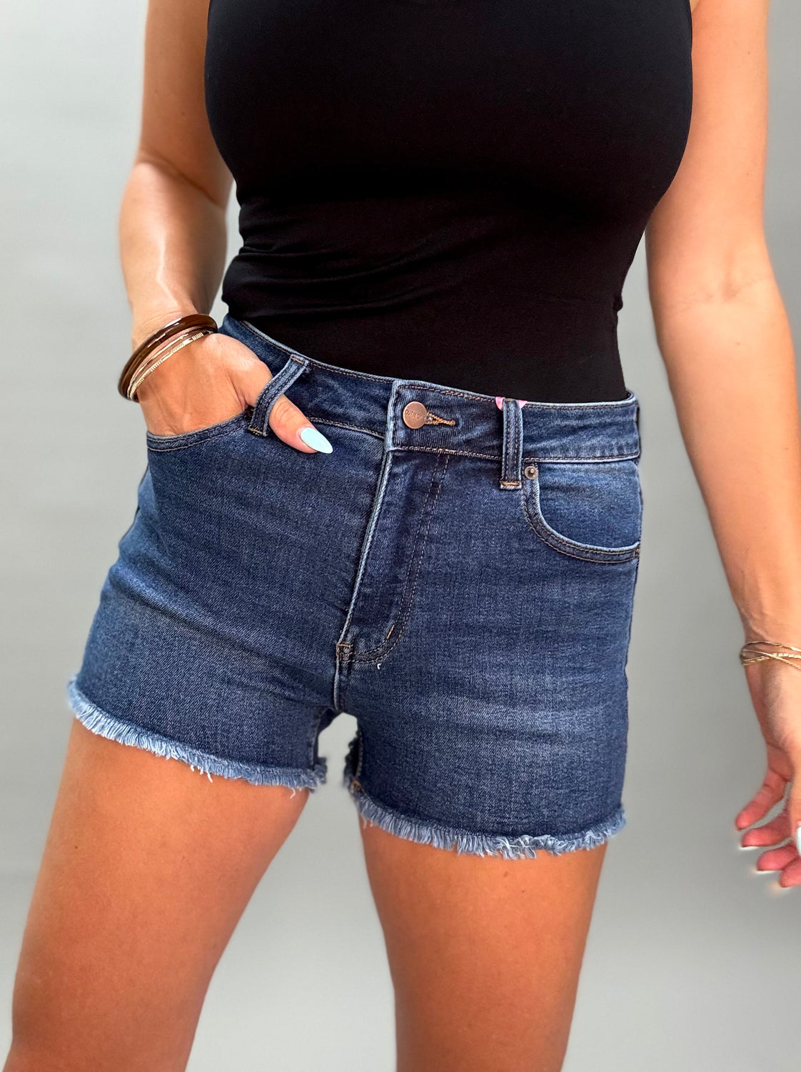 Sandra Dark Wash Stretch Shorts