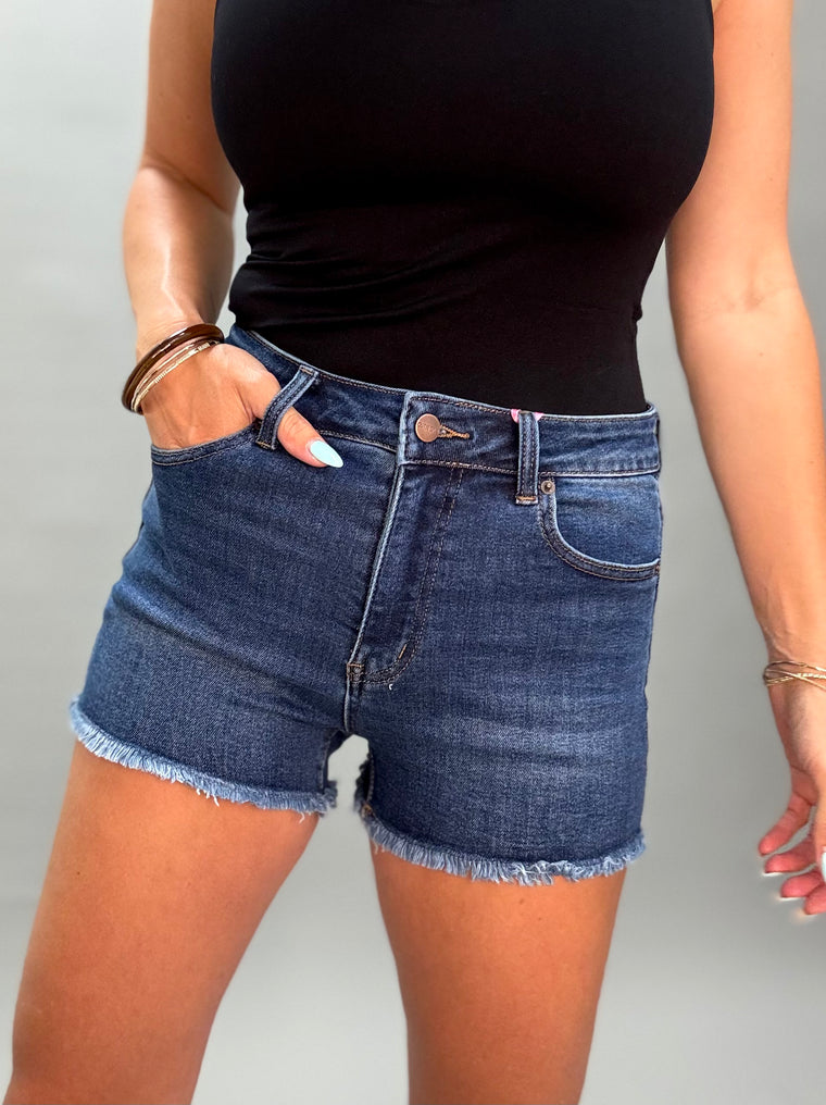Sandra Dark Wash Stretch Shorts