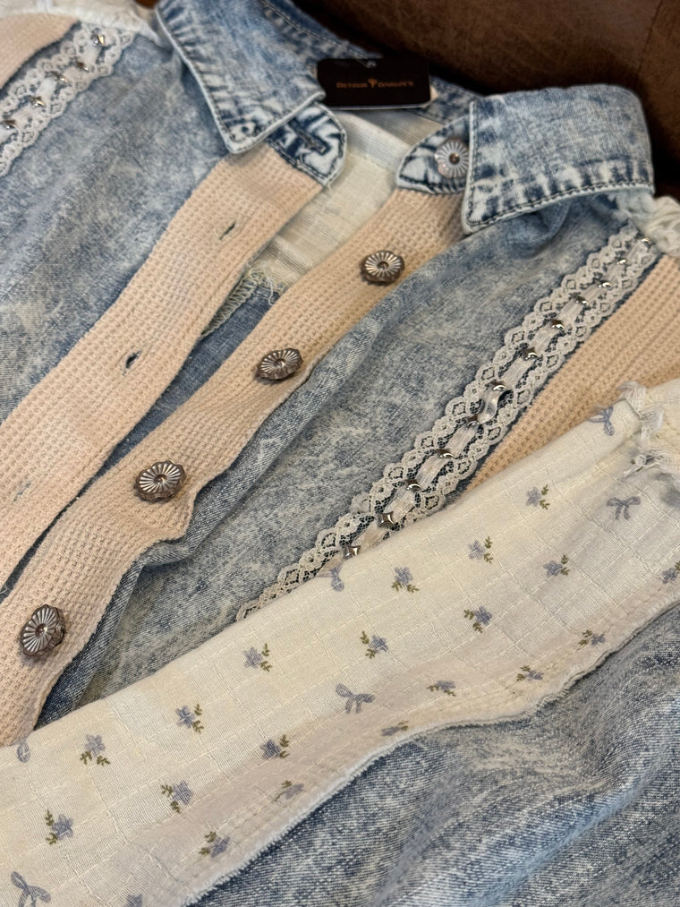 Patchwork Denim Crop Jacket