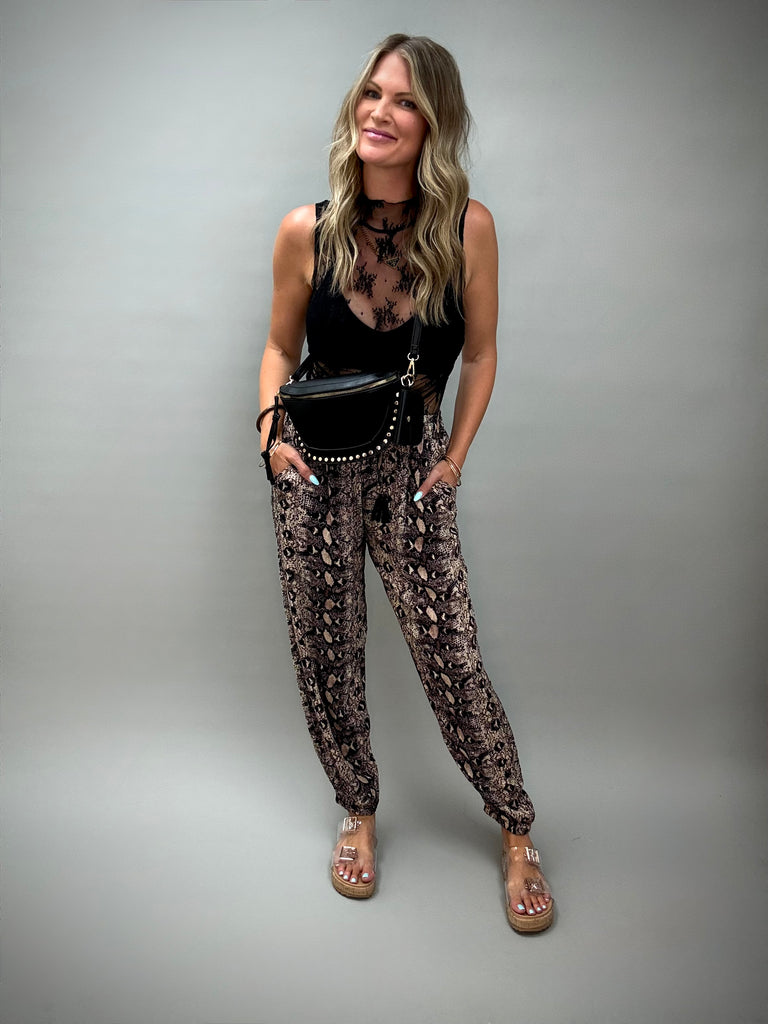 Snake Print Jogger Pants